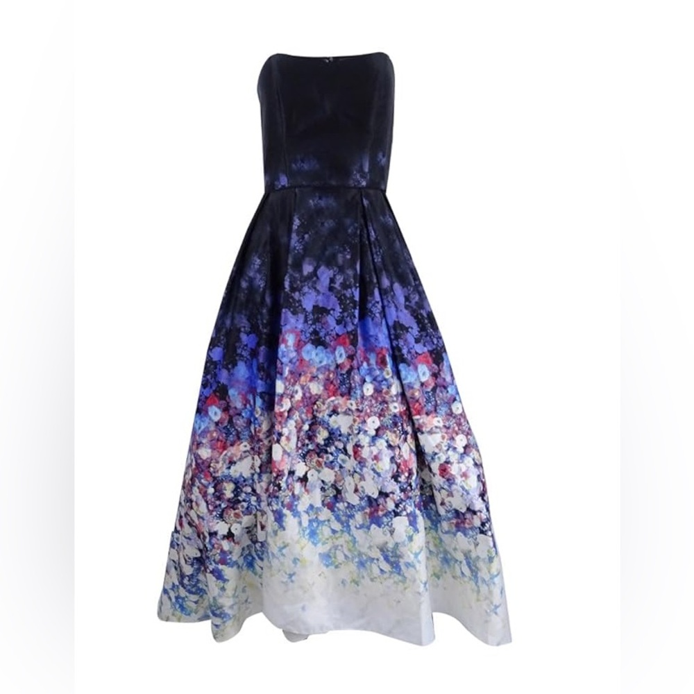 NWT Betsy & Adam Floral Printed Sleeveless Gown Maxi Dress Sz 2P - Picture 3 of 8